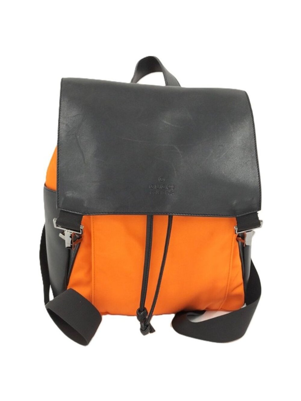 Gucci Backpack Leather Nylon Orange Black
